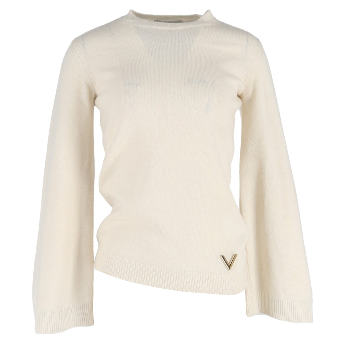Valentino Garavani VLogo Crewneck Sweater in Cream Wool