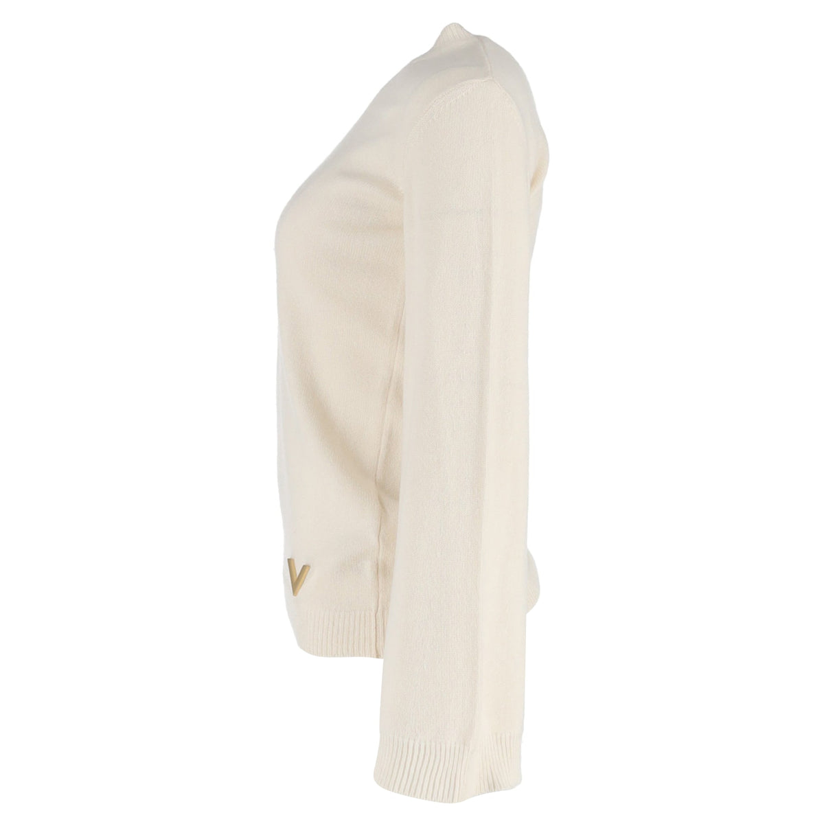 Valentino Garavani VLogo Crewneck Sweater in Cream Wool