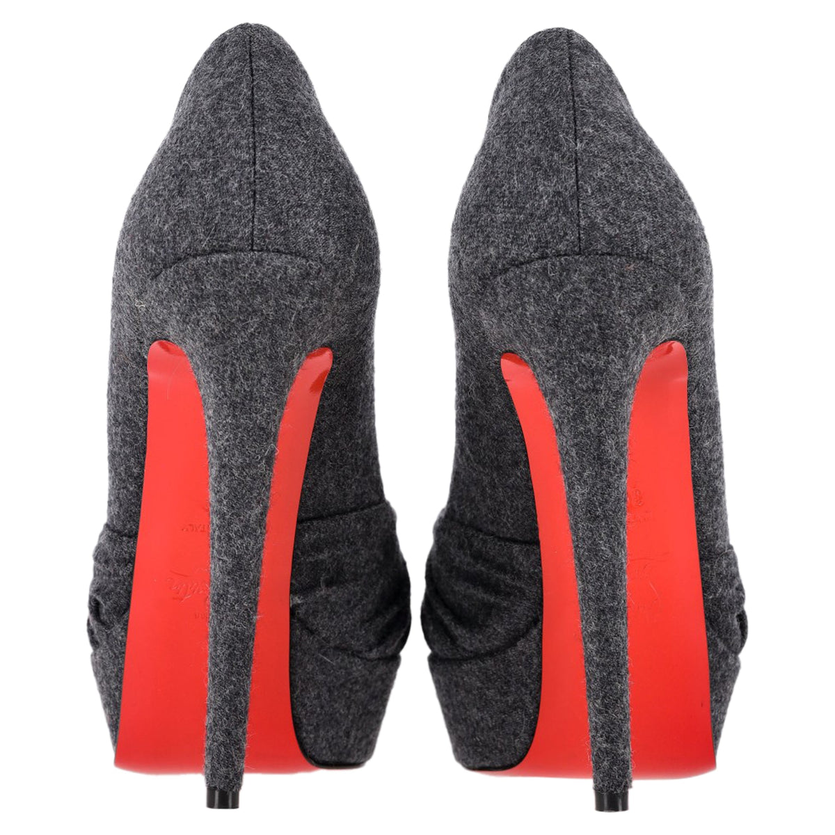 Christian Louboutin Jenny Platform Knot Peep Toe Pumps in Grey Wool