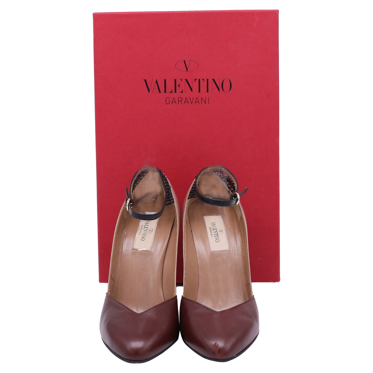 Valentino Garavani Color-Block Ankle Strap Pumps in Multicolor Leather