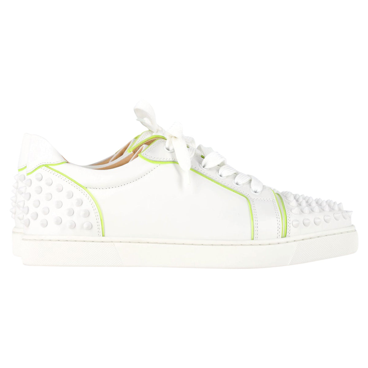 Christian Louboutin Vieira Spikes Sneakers in White Leather