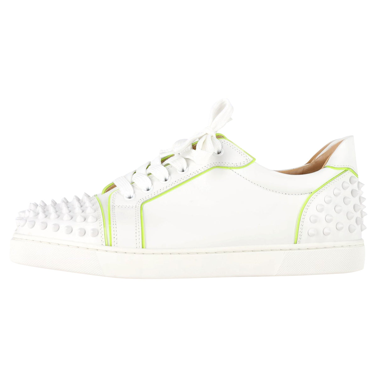 Christian Louboutin Vieira Spikes Sneakers in White Leather