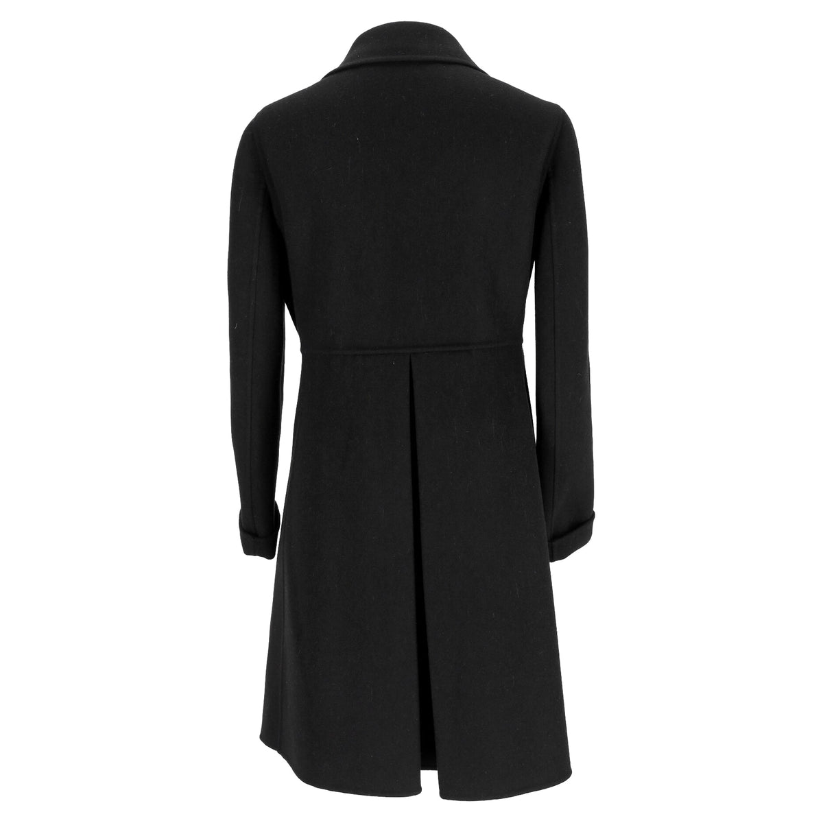 Valentino Single-Breasted Long Coat in Black Wool