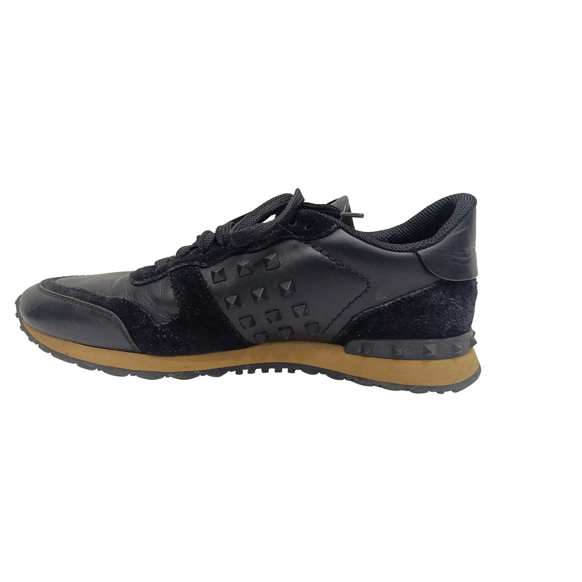 Valentino Garavani Rockrunner Low-Top Sneakers in Black Calf Leather