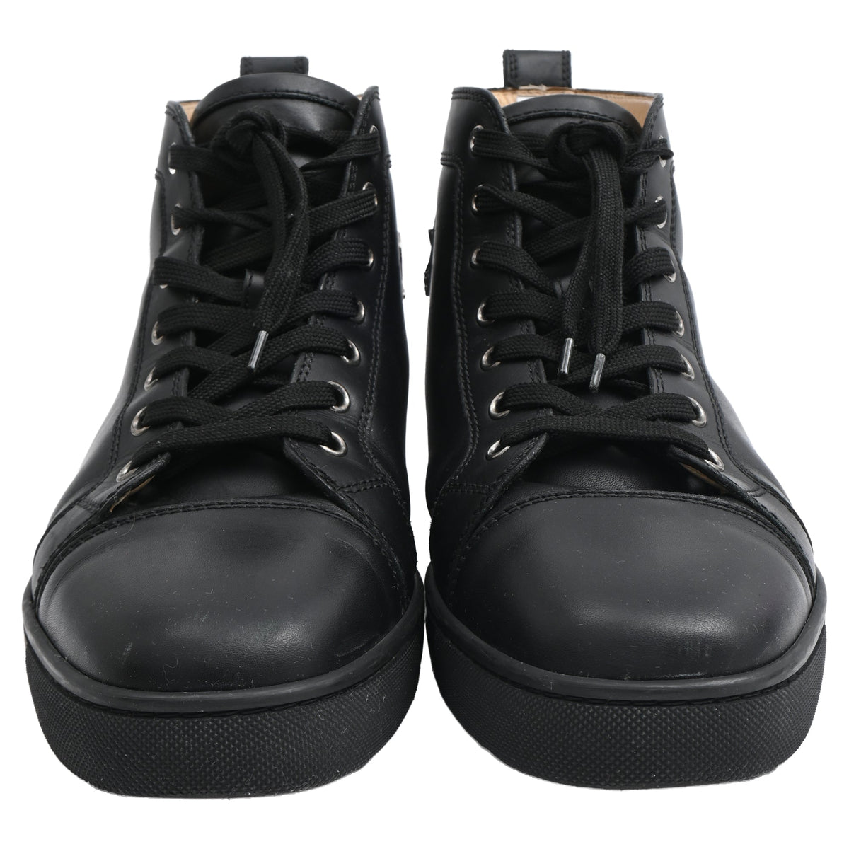 Christian Louboutin Louis High-Top Sneakers in Black Calf Leather