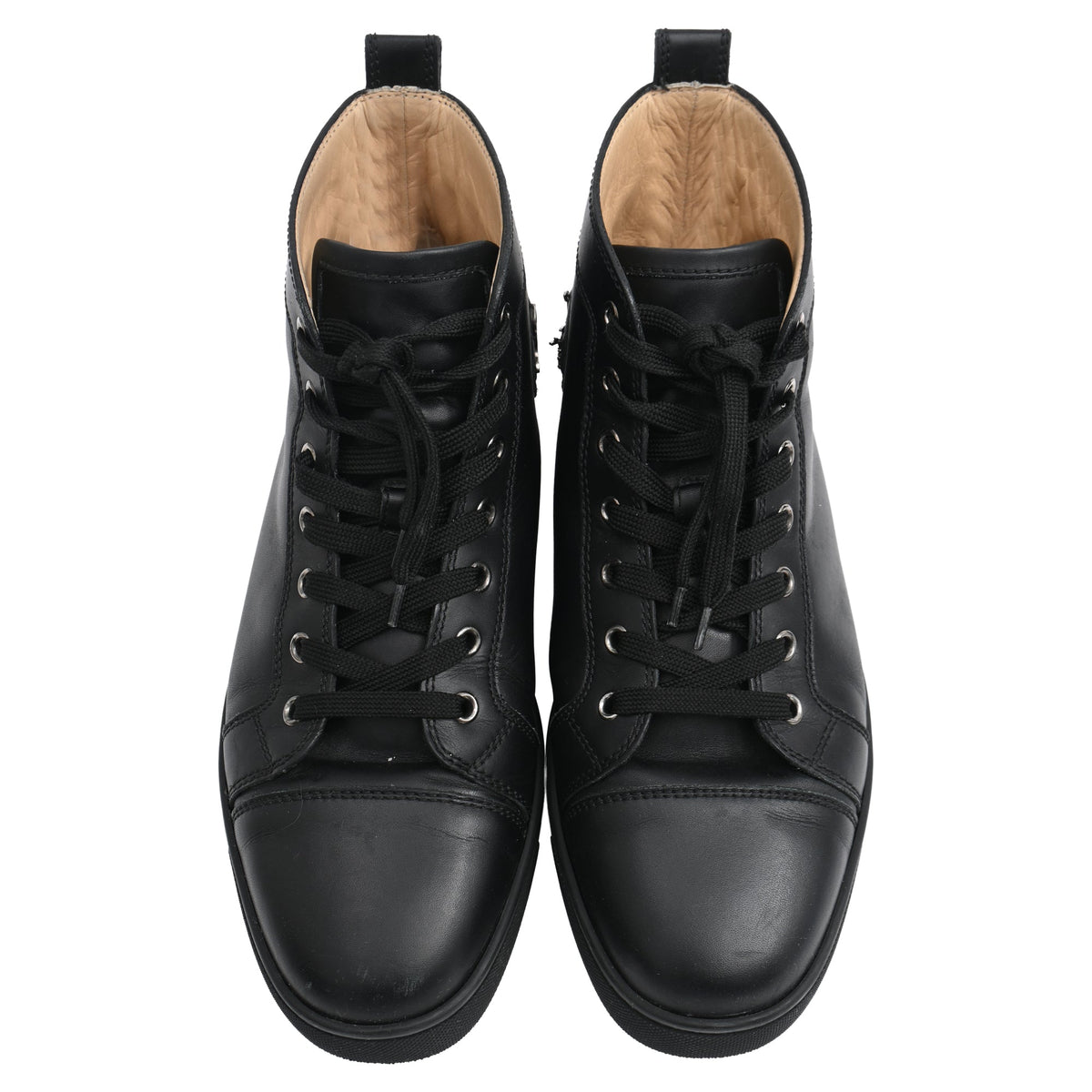Christian Louboutin Louis High-Top Sneakers in Black Calf Leather