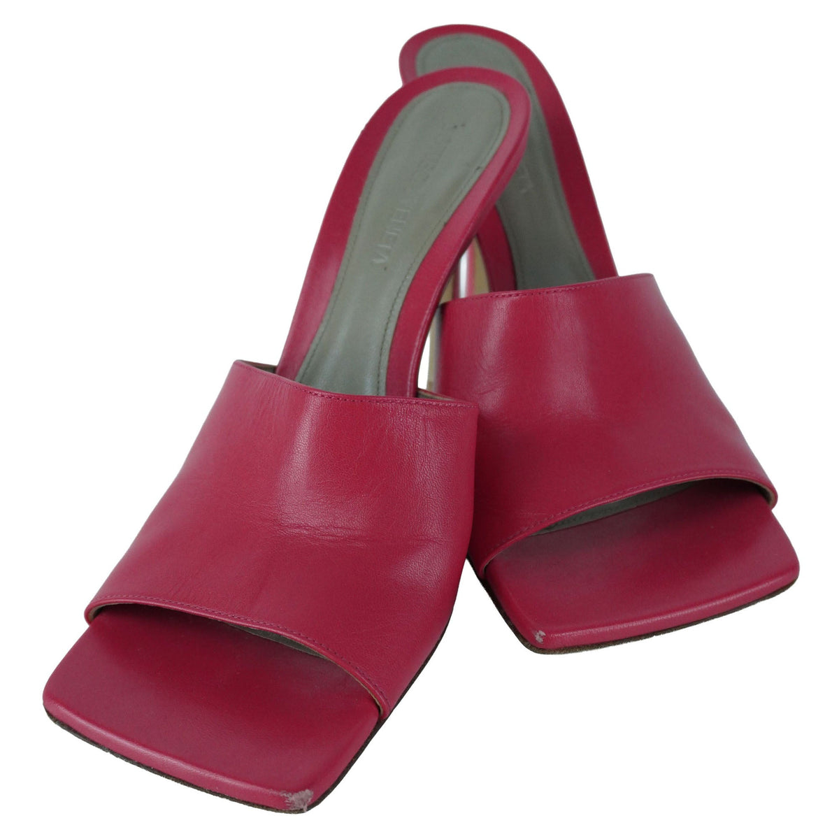 Bottega Veneta Pink Stretch Heeled Mules