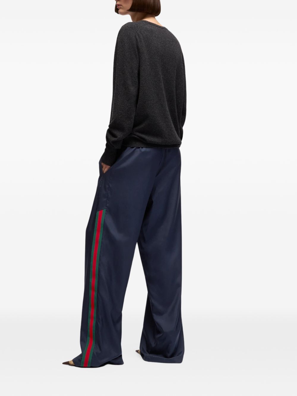 Gucci Women Web Detail Silk Trousers