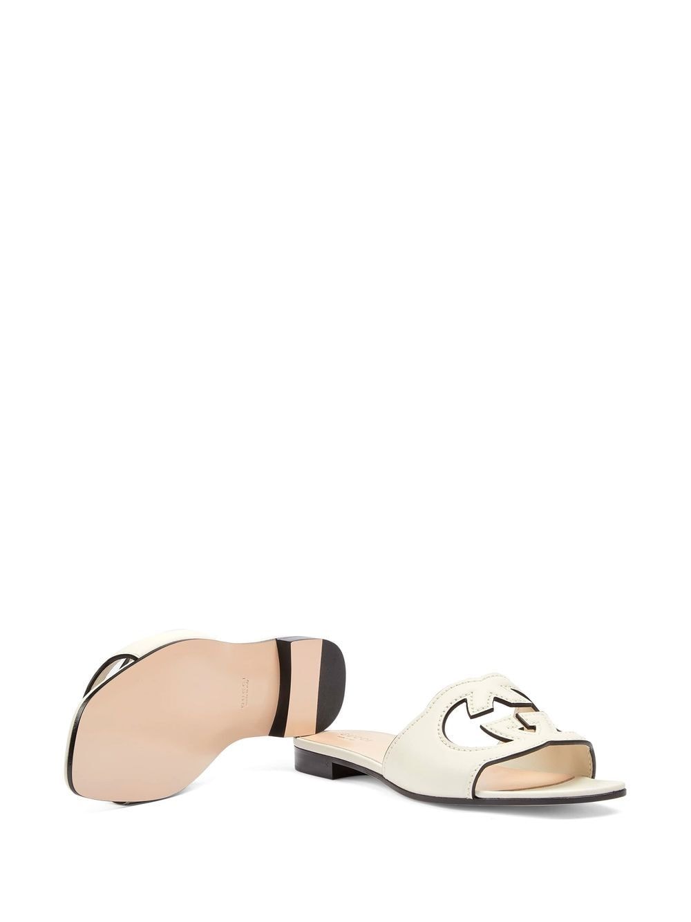 Gucci Women Gucci Cut Leather Flat Sandals