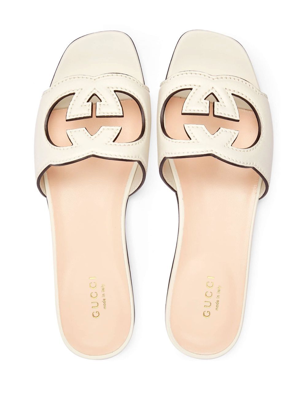 Gucci Women Gucci Cut Leather Flat Sandals