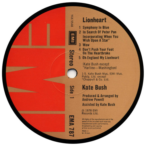 Kate Bush – Lionheart - VINYL LP Original Issue in Embossed Gatefold Cover