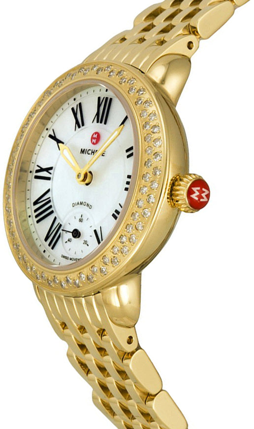 Michele Serein 12 Pearl White Dial & Gold Ladies Watch MWW21E000013