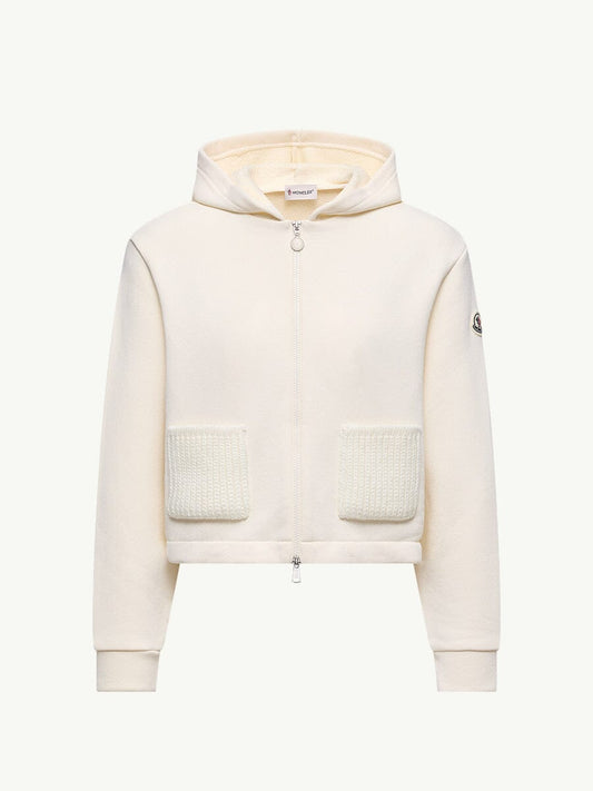 Women's Knit Accent Cotton Zip-Up Hoodie