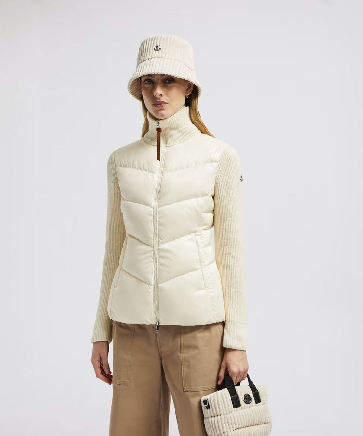 Women's Padded Wool Zip-Up Cardigan