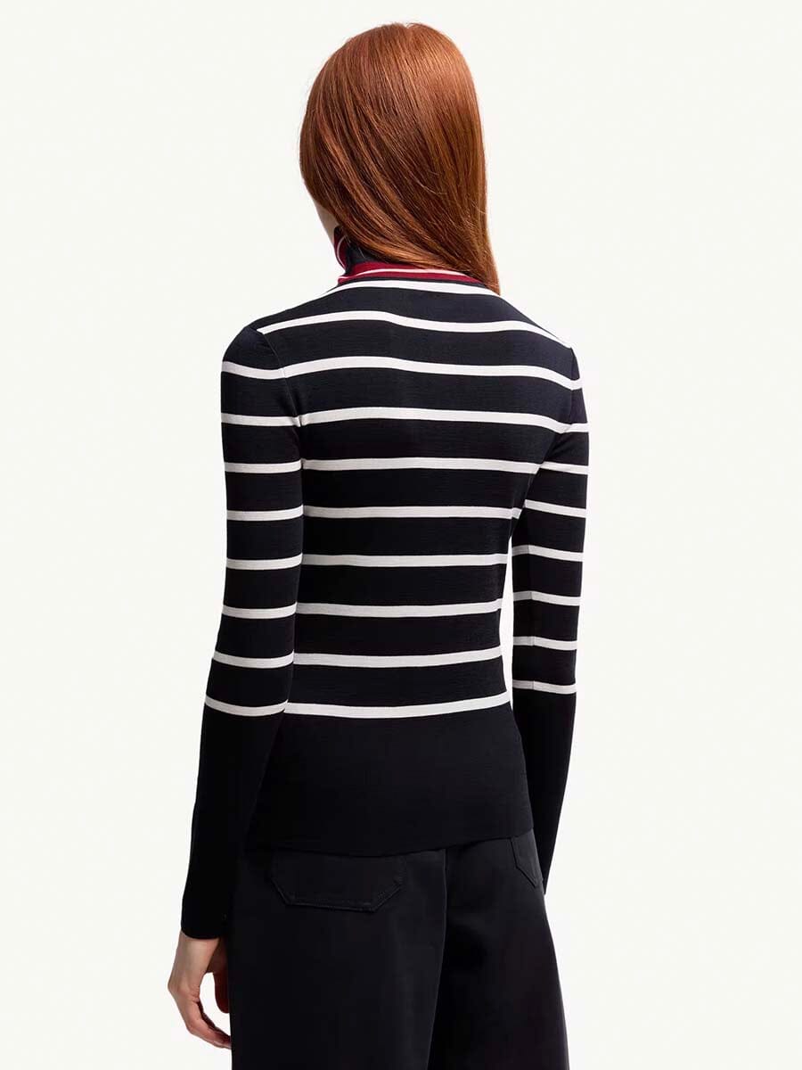 Women's Striped Wool Turtleneck Sweater