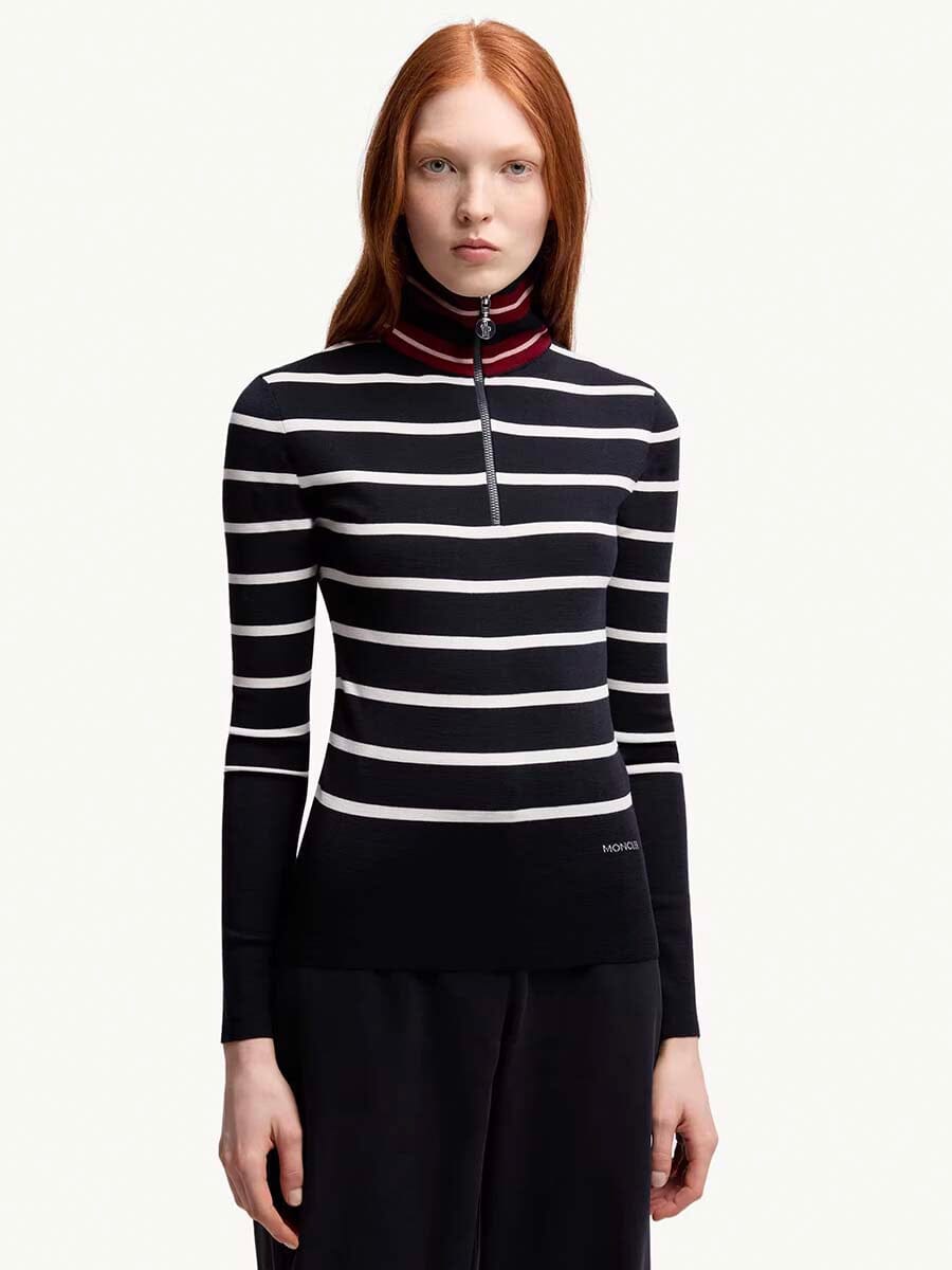 Women's Striped Wool Turtleneck Sweater