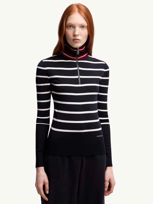 Women's Striped Wool Turtleneck Sweater
