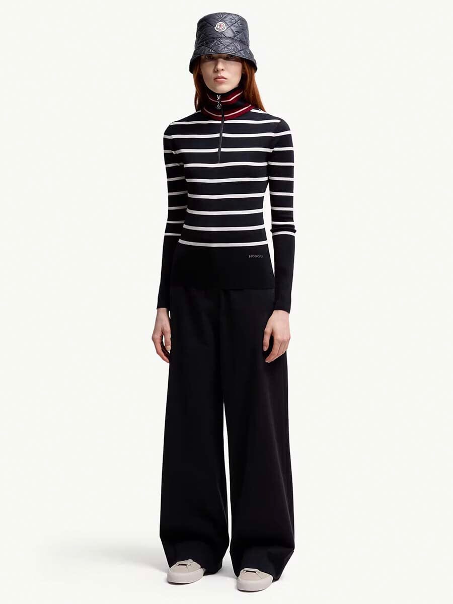 Women's Striped Wool Turtleneck Sweater