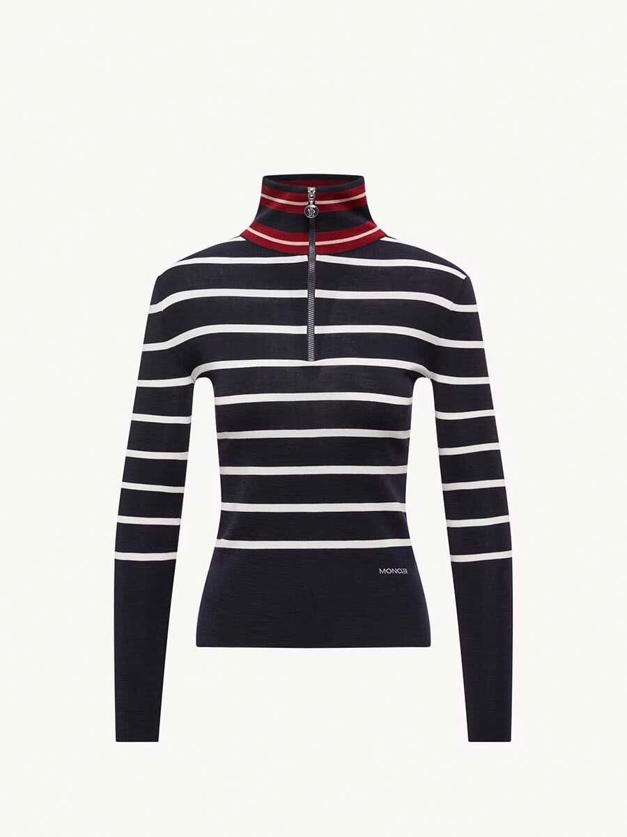 Women's Striped Wool Turtleneck Sweater