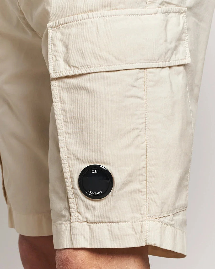 Cp Company Lens Ottoman Cargo Shorts In Beige