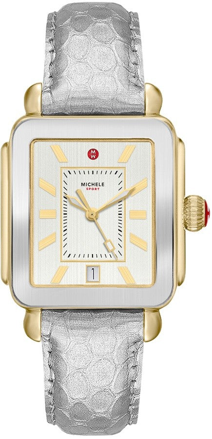 Michele Deco Sport Silver Leather Strap Women's Watch MWW06K000038
