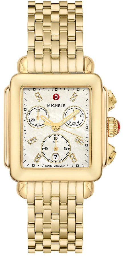 Michele Deco 18k Gold Diamond Dial Women's Watch MWW06A000780