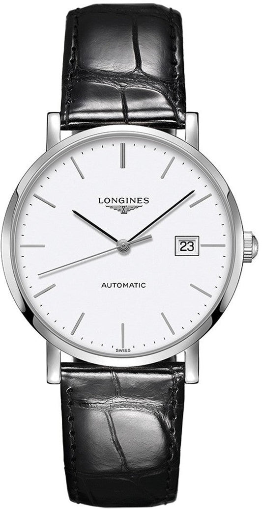 Longines Elegant Collection White Dial Black Leather 39mm Men's Watch L4.910.4.12.2