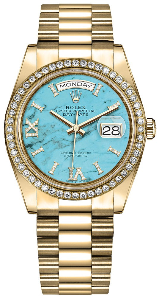 Rolex Day-Date 36 Turquoise Diamond Dial Unisex Watch 128348RBR-0037