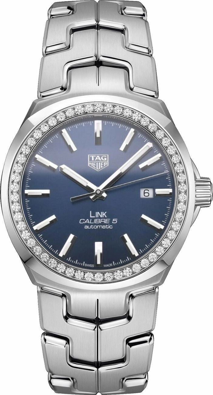 Tag Heuer Link Blue Dial Diamond Men's Watch WBC2113.BA0603