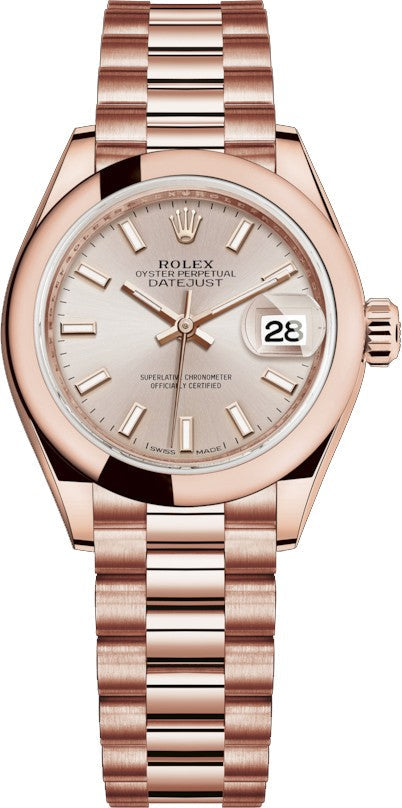 Rolex Lady-Datejust 28 Solid 18K Rose Gold Watch 279165-0001