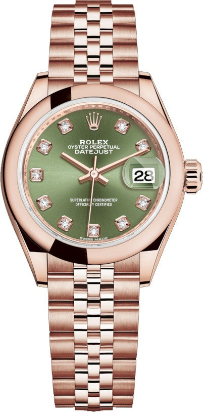 Rolex Lady-Datejust 28 Green Diamond Dial Watch 279165-0012