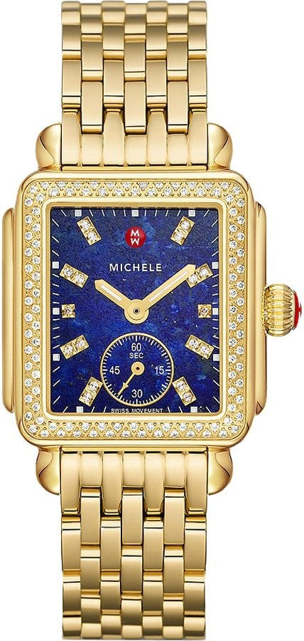 Michele Deco Mid Gold Diamond Lapis Blue Dial Women's Watch MWW06V000126