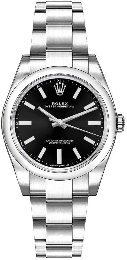 Rolex Oyster Perpetual 34 Black Dial Women's Watch 124200-0002